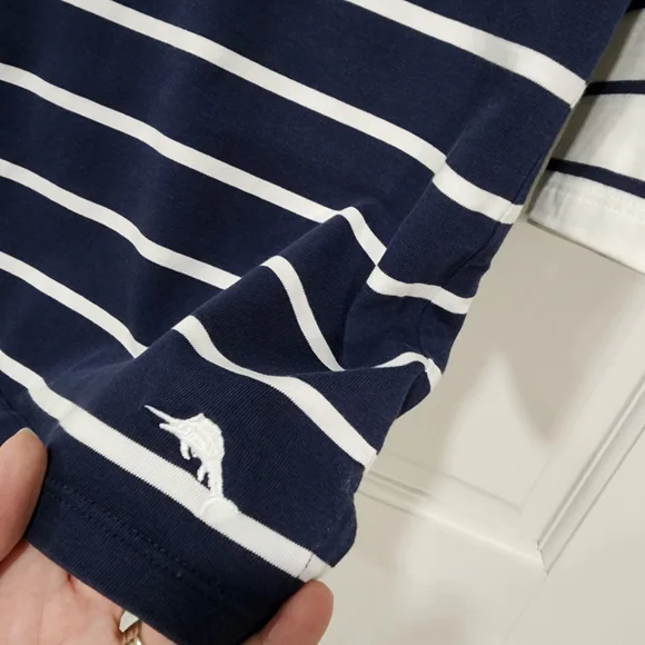 Tommy Bahama Navy & White Striped Lace-Up Top - Picture 3 of 7